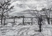 Waldemar Rosler Landscape in lights fields in the winter oil painting
